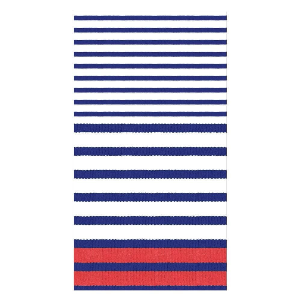 Caspari Breton Stripe Guest Towel Napkins in Blue - 15 Per Package