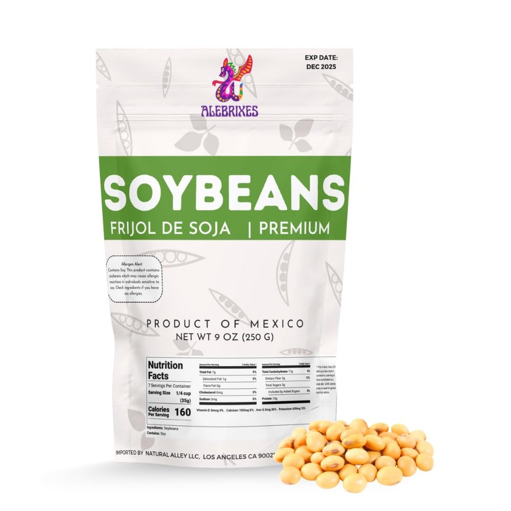 Alebrixes | Soybeans 9 oz (250g) | Premium Quality Gourmet Soybeans | Frijol de Soja Premium | Soya- Glycine Max | Non-GMO | Vegetarian |