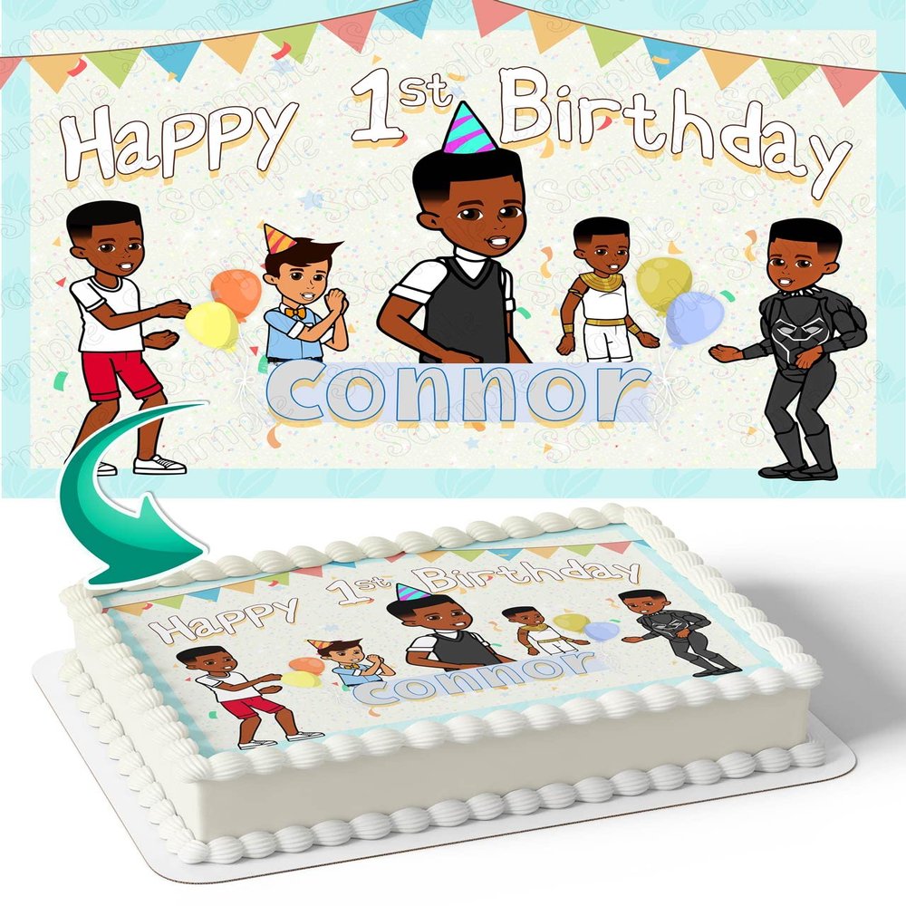 Cakecery Graci Brother boys Edible Cake Image Topper Birthday Cake Banner 1/4 Sheet