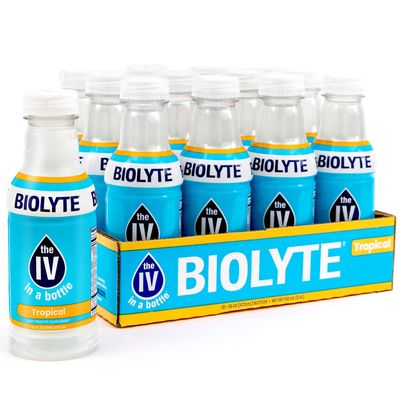 BIOLYTE Electrolyte Drink - IV in a Bottle Electrolyte Drink for Rapid Hydration - Tropical, 12-Pack