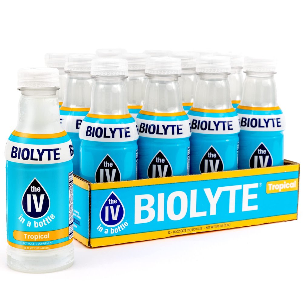 BIOLYTE Electrolyte Drink - IV in a Bottle Electrolyte Drink for Rapid Hydration - Tropical, 12-Pack