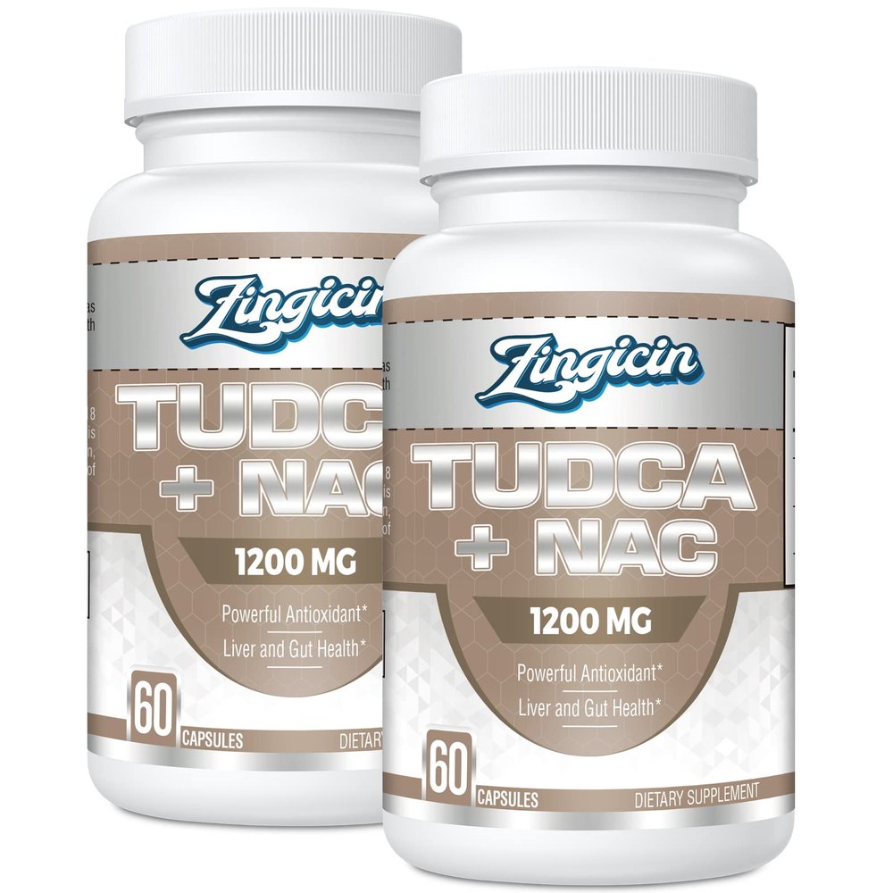 Zingicin TUDCA with NAC Supplement 1200mg - 120 Capsules,Powerful TUDCA Bile Salt Plus N-Acetyl-Cysteine,Antioxidant Supplements for Liver,Digestion
