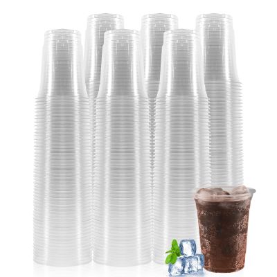 WUHUIXOZ 12 oz PET Plastic Cups, 300 Pack, Clear, Disposable, Durable, Resistant, BPA Free, Recyclable, General Use Cups