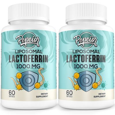 Pepeior Liposomal Bovine Lactoferrin 1000 mg - for Iron Absorption & Immune Function Lactoferrin Supplements for Adults, 60 Softgels (2 Bottle)