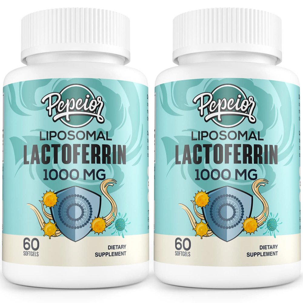 Pepeior Liposomal Bovine Lactoferrin 1000 mg - for Iron Absorption & Immune Function Lactoferrin Supplements for Adults, 60 Softgels (2 Bottle)