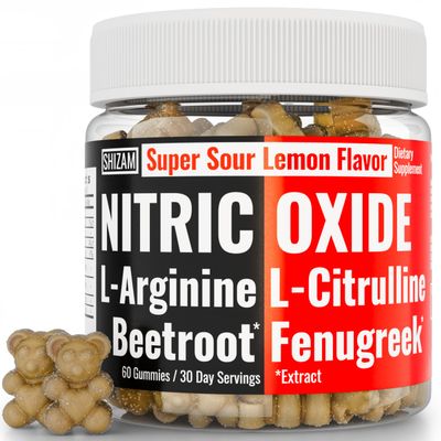 SHIZAM Beets Fenugreek Super Nitric Oxide Gummies w L-Arginine L-Citrulline, Beet Root Chews Chweable Chewables Capsules Pills Supplement Supplements Alt, Bootroot Flow Adults Men Beats