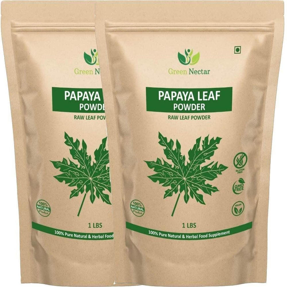 Papaya Leaves Powder 454g (1lb / 16 oz) | Carica Papaya | Papaya Leaf Powder Benefits Hair and Skin| Non GMO (2 Pounds(32 Oz)) - Green Nectar