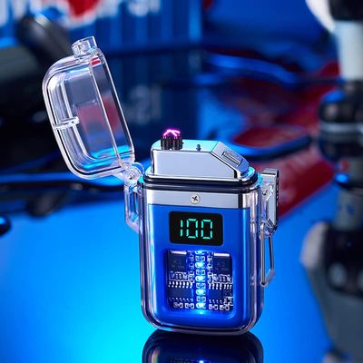 Waterproof Windproof Double Arc Lighter, USB Rechargeable Electric Lighter for Men and Women, USB Cable INCLUDED, NO Charger (Blue)