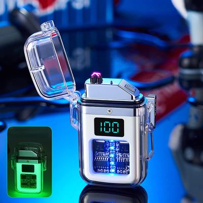Waterproof Windproof Double Arc Lighter, USB Rechargeable Electric Lighter for Men and Women, USB Cable Included, NO Charger (White)