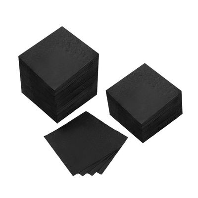 200 Pack Cocktail Napkin 2-Ply Dessert Napkins Folded 5 x 5 Inches Disposable Napkins for Dinner Wedding Birthday Party Bridal Anniversary Reception Event (200, Black)