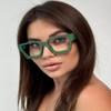AIEYEZO Square Thick Frame Glasses for Women Men Fashion Blue Light Glasses Trendy Chic Computer Eyeglasses (Black + Green) view 2