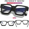 AIEYEZO Square Thick Frame Glasses for Women Men Fashion Blue Light Glasses Trendy Chic Computer Eyeglasses (Black + Green) view 4
