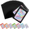 100PCS Smell Proof Mylar Bags Resealable Odor Proof Bags Holographic Packaging Pouch Bag with Clear Window for Food Storage Eyelash Jewelry Candy Electronics Storage (Orange,3.5x6.3 inch) view 1