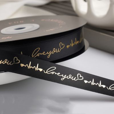 Custom Printed RibbonsCustom Ribbons Personalized AwardsGreen Ribbon for Gift WrappingWhite and Gold Ribbon for Gift WrappingBling Ribbon Roll (Black Ribbon,38mm)
