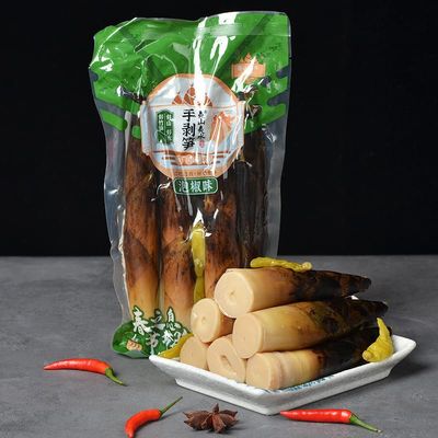Hand Peeled Bamboo Shoots 500g/pack, Ready-to-eat Pickled Pepper Crispy Bamboo Shoots, Fresh Mountain Pepper Bamboo Shoots, Spicy Snacks Chinese Pickled Vegetables (Mountain Pepper Flavour,1 pack)