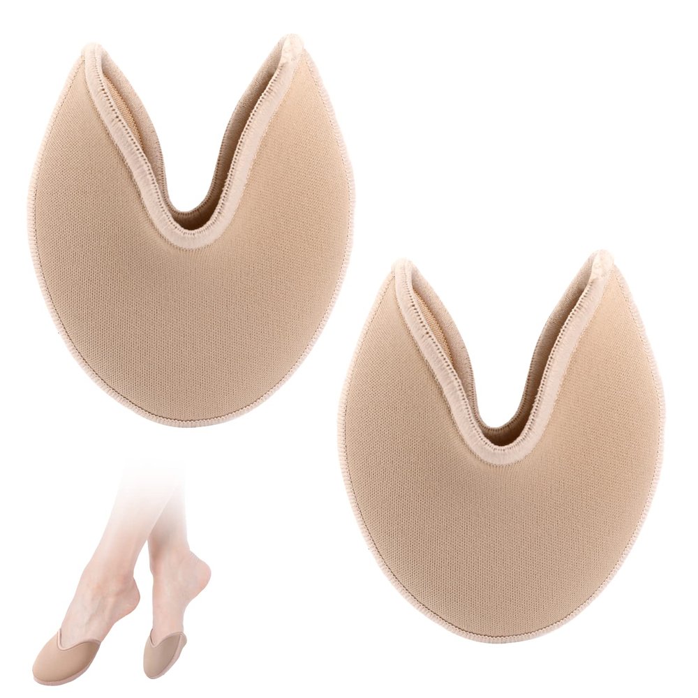 Ballet Pointe Dance Shoe Toe Covers - Forefoot Wrap Pads, Half Pads, Sponge Insoles, Skin Color