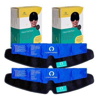 Reusable Head Gel Ice Pack with Adjustable Elastic Band - Head Gel Pack Fits Most Head Sizes - Flexible Ice Packs for Men and Women - Soft Ice Pack with Elastic Band for Convenient Use - 2 Packs