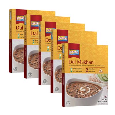 Ashoka Authentic Indian 1932, Vegetarian Beans Curry, Gluten-Free Ready to Heat Food, Kosher Certified, All Natural Everyday Dal Makhani, Healthy Work Lunch, No Preservatives, Pack of 10