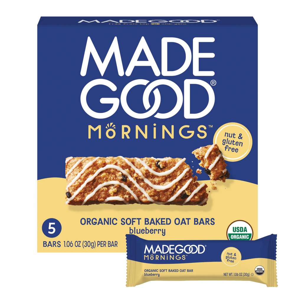 MadeGood Morning Blueberry Bars, 5ct/4.25oz, Organic Snacks