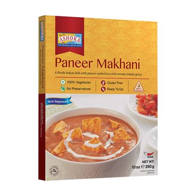 Ashoka Meals 1932, Vegetarian Tomato Cheese Curry, All-Natural, Kosher Certified, Ready to Eat Indian Meals, Authentic Paneer Makhani, Great for Offices, No Preservatives, Pack of 10
