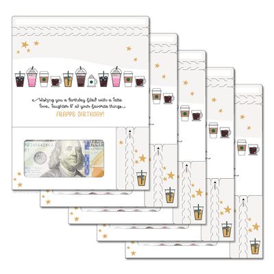 ZipGifts Birthday Card | Zip-Open Money Holder w/Clear Plastic Window for Cash, Check, & Gift Card (Frappe 5-Pack)