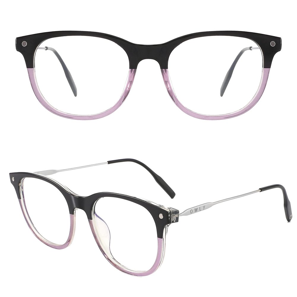 Owly Ultra Thin Blue Light Blocking Pocket Reading Glasses (Black Purple, 1, diopters)