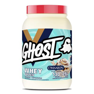 GHOST Whey Protein Powder, Cinnabon - 2LB, 25G of Protein - Cinnamon Roll Flavored Isolate, Concentrate & Hydrolyzed Whey Protein Blend - Post Workout Shakes - Soy & Gluten Free