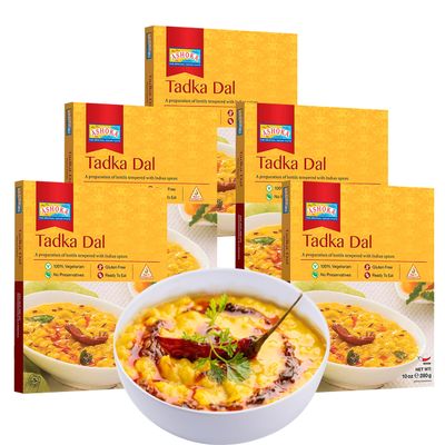 Ashoka Indian Meals 1932, Heat & Serve Vegetarian Lentils, Everyday Dal, All-Natural Indian Dal Tadka, Kosher Certified, Camping Friendly Food, Gluten-Free & with No Preservatives, Pack of 10