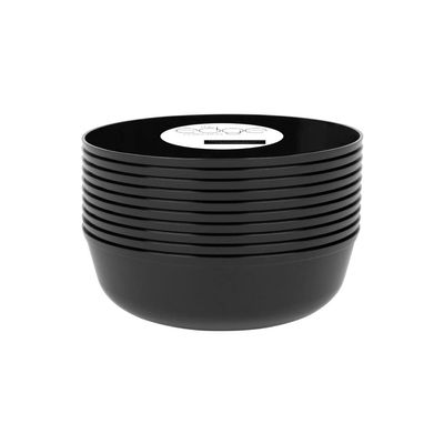 PARTY BARGAINS 16oz Disposable Edge Bowls, 10 Pack, Black, Round Plastic Kitchenware Dish Bowl Container, Perfect for Mixing, Preparing, Serving, Storing Foods, Dishes, Desserts