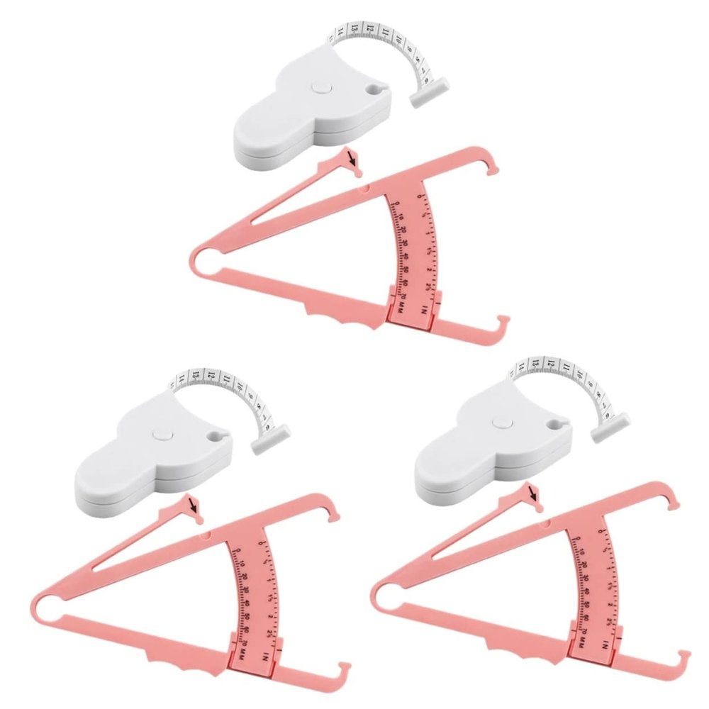 INOOMP 3sets Skinfold Caliper Measuring Tape Measurement Tool Portable Fat Calipers for Accurate Percentage Measurement Includes Waist Tape and Dual Scale