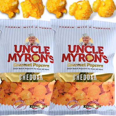 Uncle Myron's Gourmet Cheddar Cheese Popcorn Snacks, 2 Bags, 9 oz. Bags, Gourmet Cheddar Popcorn, Cheese Popcorn (2 Pack)