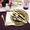 175 Piece Black and Gold Dinnerware Set 25 Guest, ANXTO Disposable Dinnerware Set for Wedding Birthday Party (Black and Gold lack crown, 10.24" and 7.48") view 3