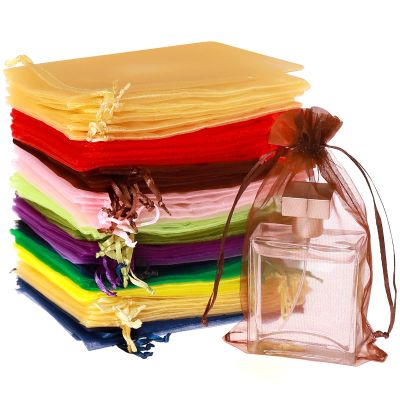 100PCS 4X4.72" Mixed Color Satin Drawstring Organza Pouch Gift Bags for Wedding, Party, Jewelry, Christmas, Festival, Bathroom Soaps, Makeup