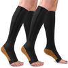 2 Pairs Copper Compression Socks Toe Open Leg Support Stocking Knee High Socks with Zipper view 1