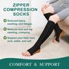 2 Pairs Copper Compression Socks Toe Open Leg Support Stocking Knee High Socks with Zipper view 2