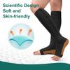 2 Pairs Copper Compression Socks Toe Open Leg Support Stocking Knee High Socks with Zipper view 3