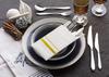 UKEENOR Disposable Dinner Napkins Cloth Like with Built-in Flatware Pocket,Wedding Party Linen Feel White and Golden Napkin, Prefolded for Silverware, 50 Counts view 2