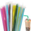 100 Pcs Individually Wrapped Jumbo Smoothie Straws, Colorful Bendy Drinking Straws, 0.43" Diameter and 8.3" long, Plastic Straw Disposable, Boba Milkshake Drinking Straw with Pointed Tip view 1