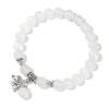 Stone Bracelet Pendant Opal Gypsum Natural Stone Beads Bracelets for Women Men Jewelry,8mm Gypsum Stone,21cm view 1
