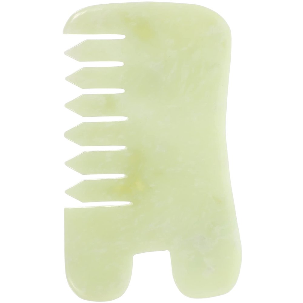 COHEALI Natural Jade Gua Comb for Scalp Massage Multi-Functional Scraping Tool for Facial and Neck Relaxation Smooth and Safe for Skin Care for Spa Use