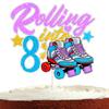 Roller Skate Cake Topper for Boys Girls 8th Birthday Retro 1980s 90s 80s Rainbow Roller Skating Happy Birthday Party Supplies Rolling into 8 Cake Decorations view 1