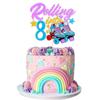 Roller Skate Cake Topper for Boys Girls 8th Birthday Retro 1980s 90s 80s Rainbow Roller Skating Happy Birthday Party Supplies Rolling into 8 Cake Decorations view 2