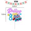 Roller Skate Cake Topper for Boys Girls 8th Birthday Retro 1980s 90s 80s Rainbow Roller Skating Happy Birthday Party Supplies Rolling into 8 Cake Decorations view 4