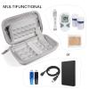 Diabetic Travel Case + Pill Box, EVA Hard Shell Diabetic Bags for Supplies, Glucose Monitor Kit, Blood Sugar Monitor, Test Strips for Diabetes, Lancets, Lancing Device, Insulin Pen (Small, A Gray) view 3