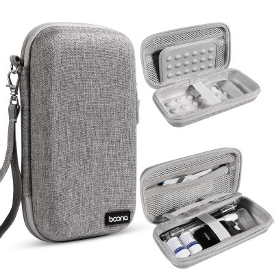 Diabetic Travel Case + Pill Box, EVA Hard Shell Diabetic Bags for Supplies, Glucose Monitor Kit, Blood Sugar Monitor, Test Strips for Diabetes, Lancets, Lancing Device, Insulin Pen (Large, B Gray)