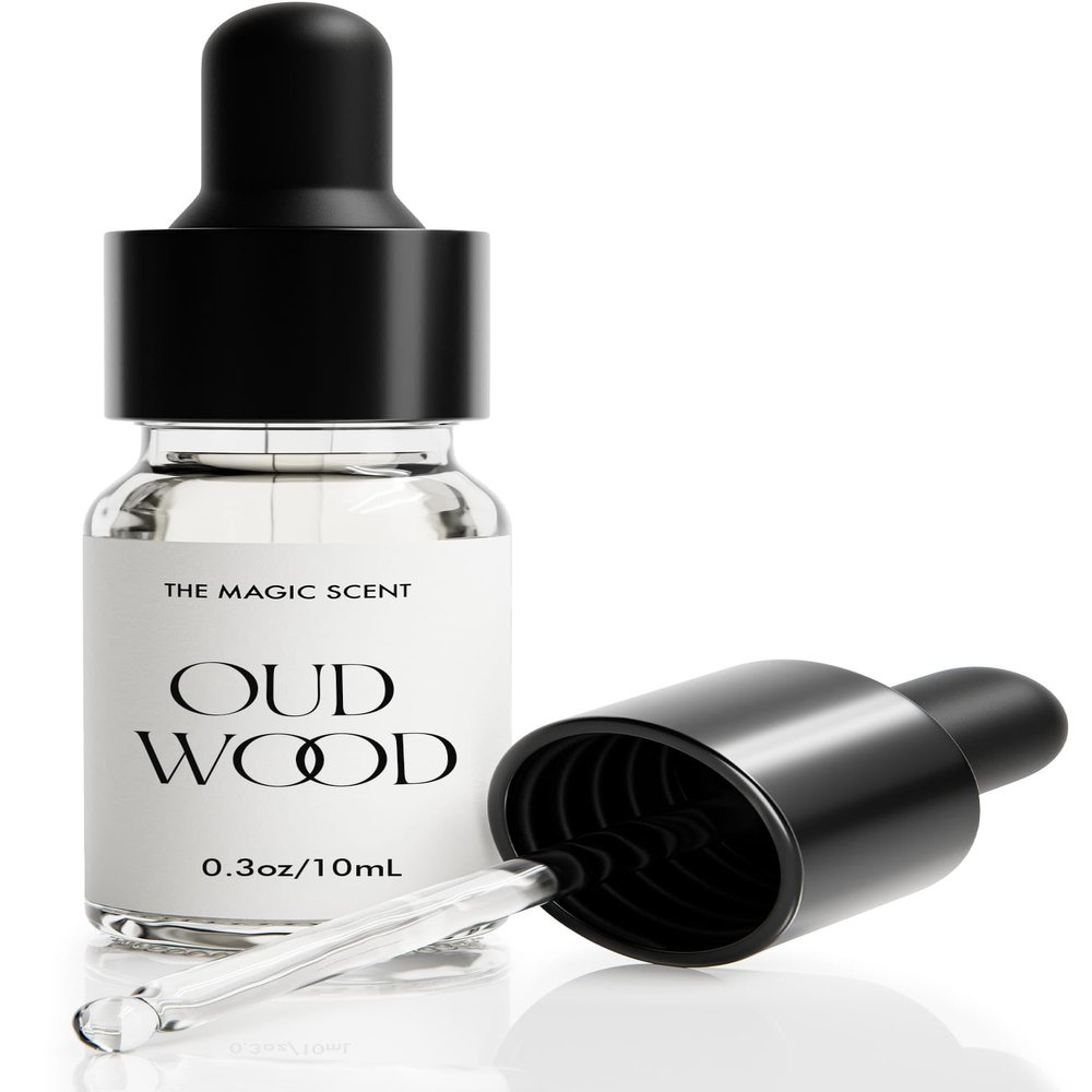 The Magic Scent Oud Wood Home Fragrance - Cold-Air & Ultrasonic Scented Oils for Diffuser - Woody Oud & Bergamot Essential Oils for Diffusers Aromatherapy - Diffuser Scent for Home - 0.3 fl oz, 10 mL