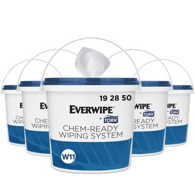 Everwipe by Tork Chem-Ready Buckets, Make Your Own Wet Wipes, Reusable, for Use with Chem-Ready Wiping Rolls (192840 and 192841), 5 Buckets, 192850 (CR-BKT-5-PR)