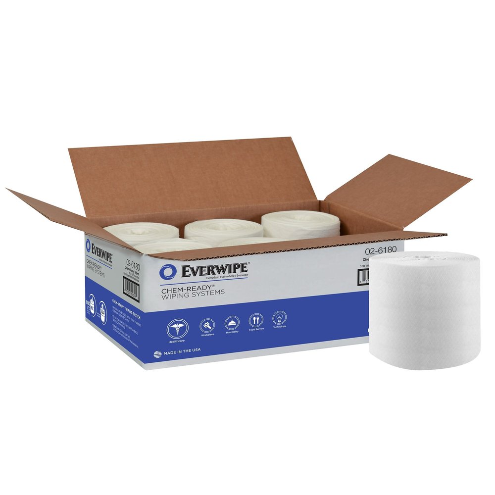 Everwipe by Tork Chem-Ready Wiping Rolls, Make Your Own Wet Wipes, 6 x 180 wipes, 192840 (02-6180)