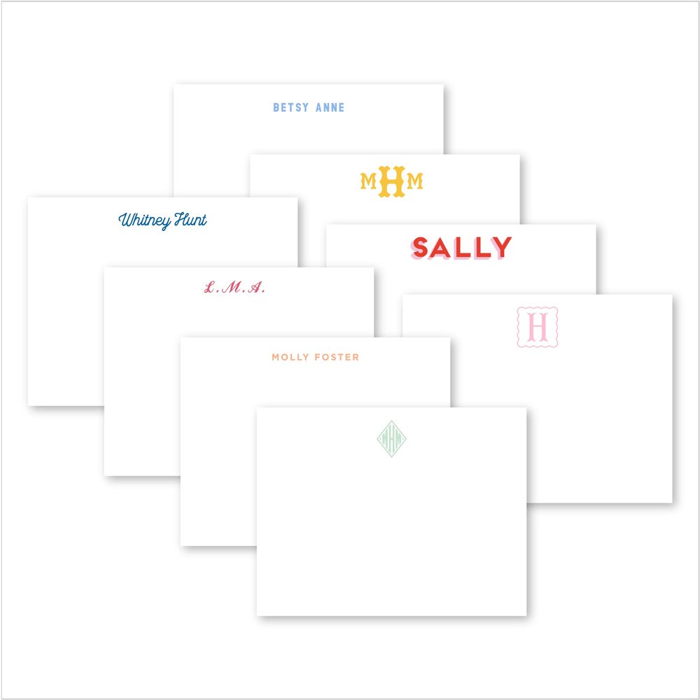 Preppy Jones Personalized Monogram Flat Card Stationery Set, Personalized Gift, Monogram Stationary set, choose your colors and monogram