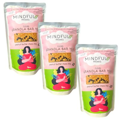 Mindful Mixes | Easy to Make Gluten Free Granola Bar Mix | NO BAKE | 3 Pack, Peanut Butter Chocolate, Healthy Snacks, Gluten Free,